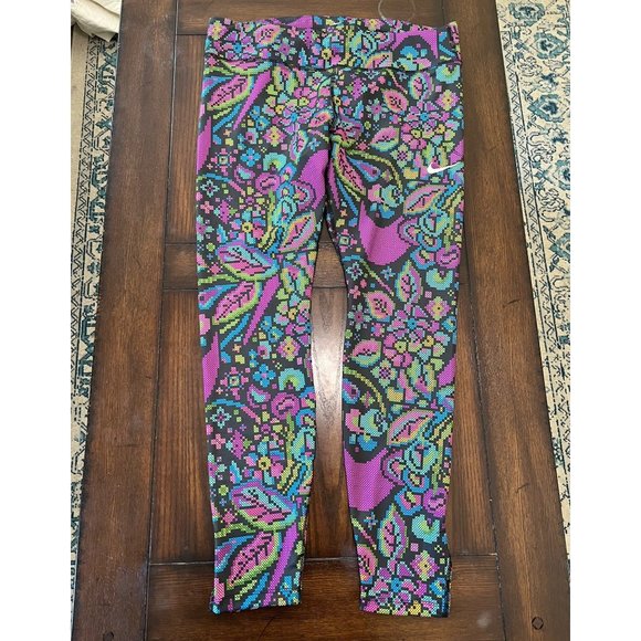 Nike Pants - Nike Dri-Fit Floral Pixel Multi Color Pattern Full Length Leggings XXL